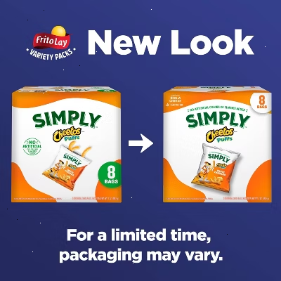 Cheetos Snack Pack Simply White Cheddar Puffs Multipack- 8ct/7oz