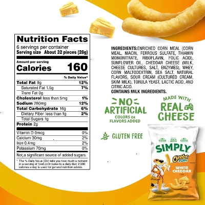 Cheetos Simply White Cheddar Puffs Snacks - 6oz