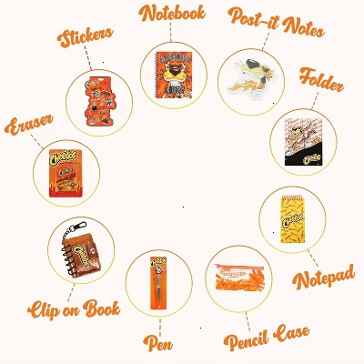 Cheetos Journaling Set -  Cute Stationary Set for Girls & Boys with Decal Stickers, Spirals, Notebook, Folder, Key chain, Pen, Eraser and Pencil Case