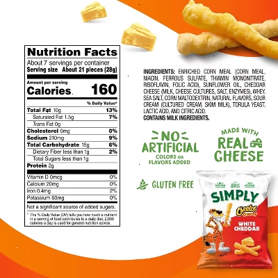 Cheetos Simply Crunchy White Cheddar Puffed Snacks - 6.5oz