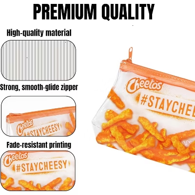 Cheetos Clear Pencil Case with Zipper, Cute Plastic Clear Kids Pencil Case Pouch for School, College